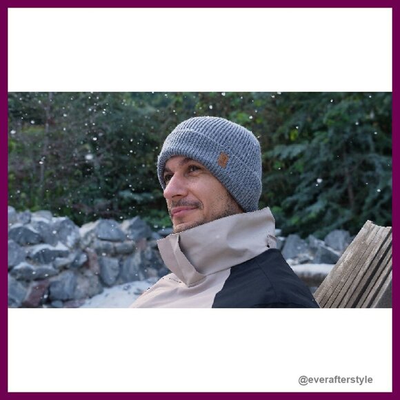 Merino Wool Fleece Lined Beanie Classic Warm Thermal Knit Cap Unisex